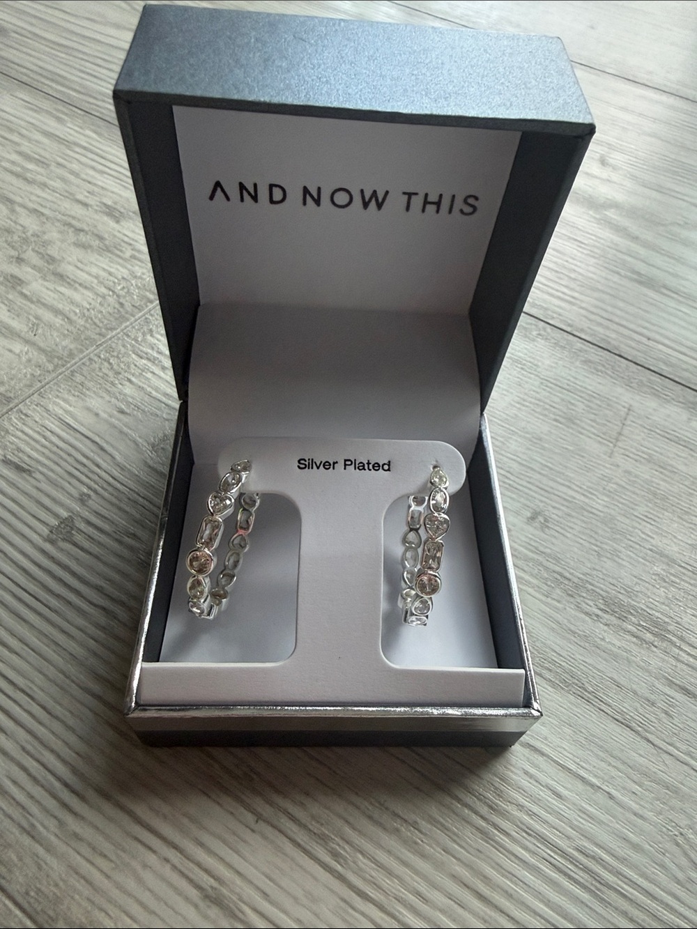 Macy's Silver-Tone Crystal Hoop Earrings
